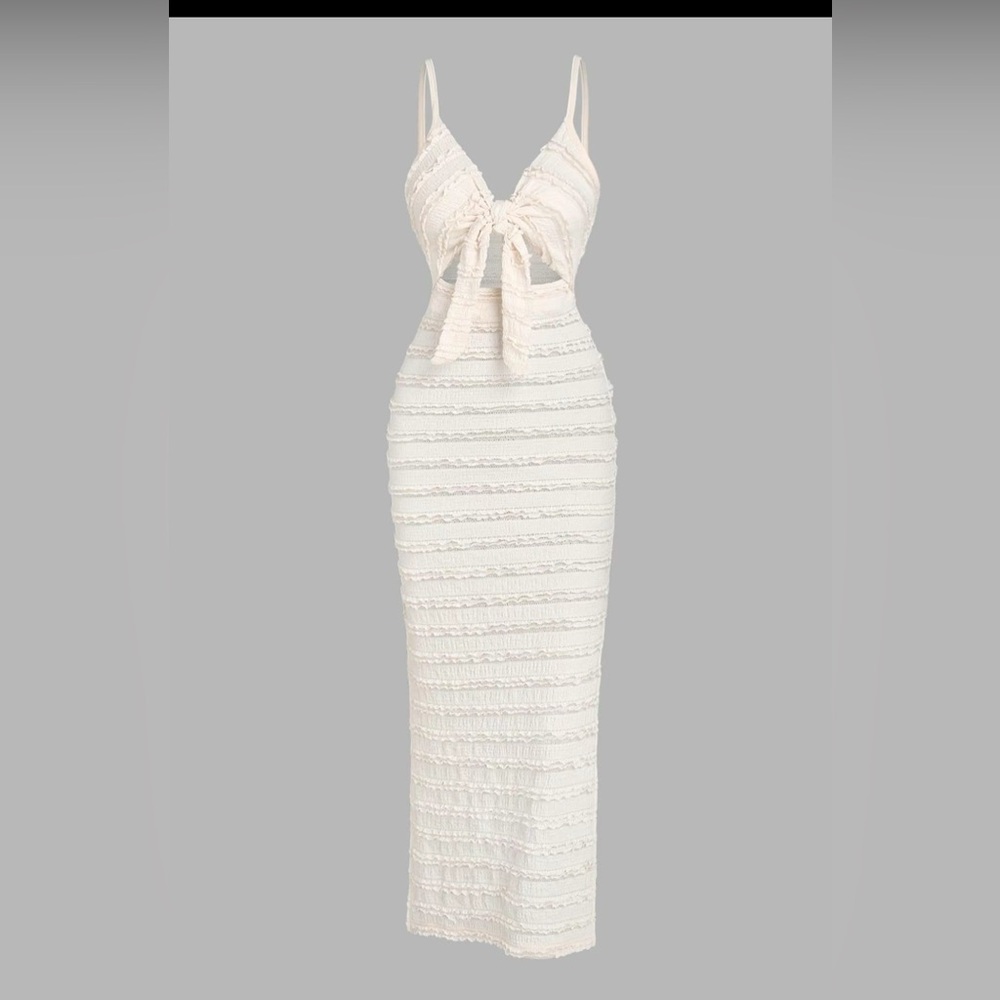 Elegant White cut out Halter Dress